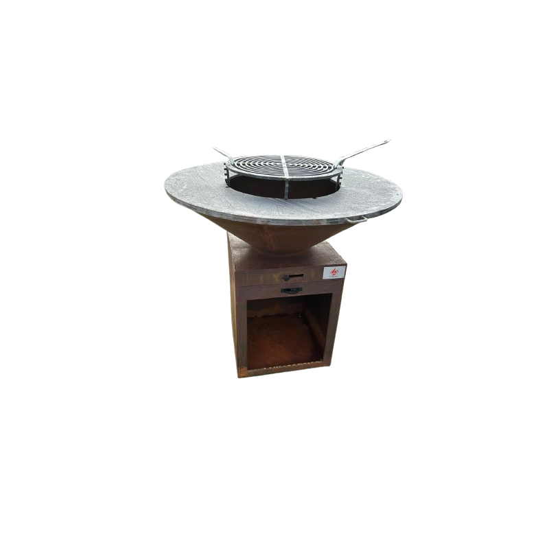 BRASERO CORTEN Ø 100 CM / SOCLE 50X50 CM HT 75 CM - LA BREZZ