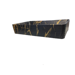 VASQUE CERAMIQUE RECTANGULAIRE NOIR EFFET MARBRE DORE