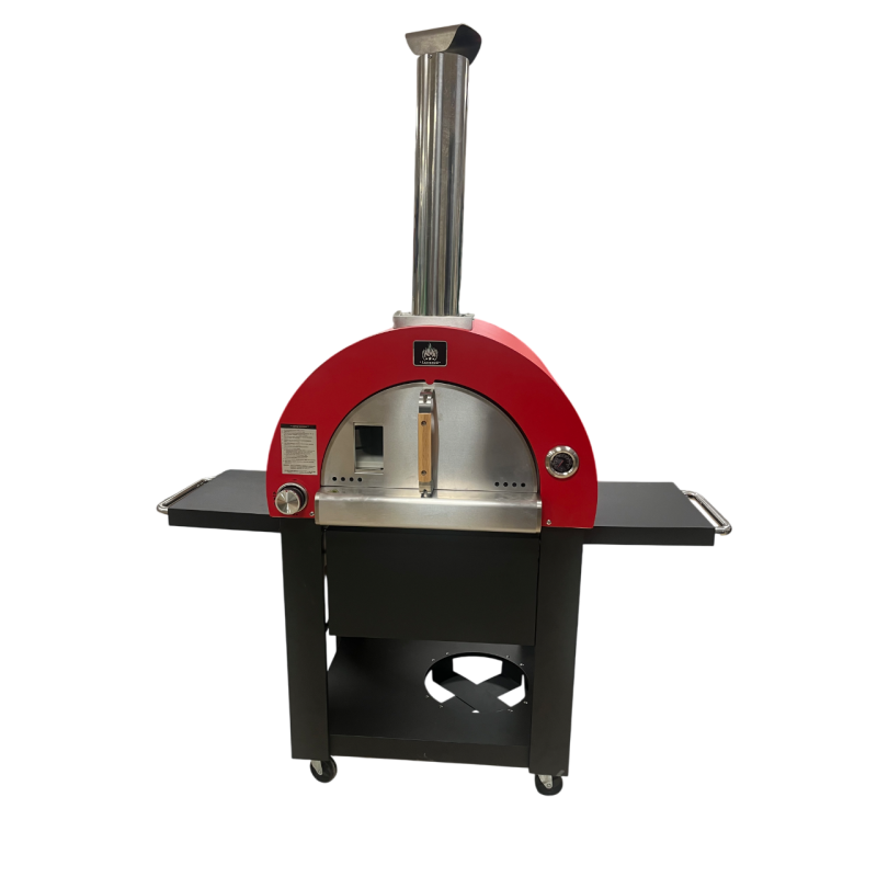 FOUR A PIZZA HYBRIDE GAZ OU BOIS - ROUGE