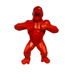 GORILLE 80 CM PIERRE RECONSTITUEE - ROUGE