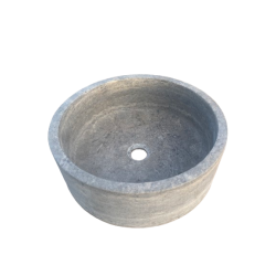CS45 VASQUE RONDE Ø 45 CM HT. 15 CM - TRAVERTIN SILVER