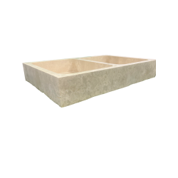 SS29 EVIER 2 BACS BORDS DROITS 15X60X90 CM - TRAVERTIN LIGHT