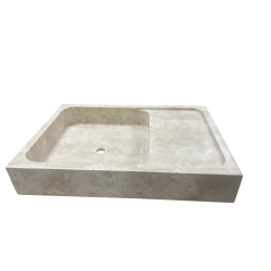 SS33 EVIER 1 BAC + EGOUTTOIR 15X60X90 CM - TRAVERTIN LIGHT