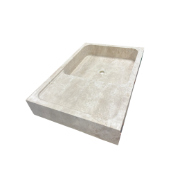 SS33 EVIER 1 BAC + EGOUTTOIR 15X60X90 CM - TRAVERTIN LIGHT