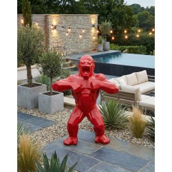 GORILLE 80 CM PIERRE RECONSTITUEE - ROUGE