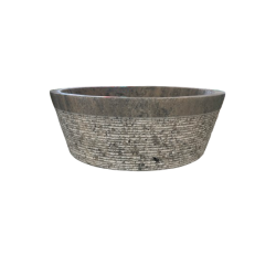 CS47 VASQUE RONDE  Ø 42 CM HT. 15 CM - TRAVERTIN SILVER