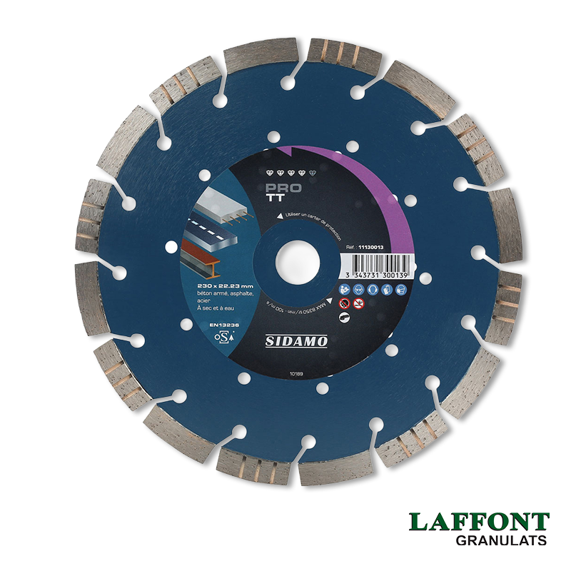 DISQUE DIAMANT PRO TT Ø 230 MM ALES. 22,23 MM HT 12 MM - SIDAMO