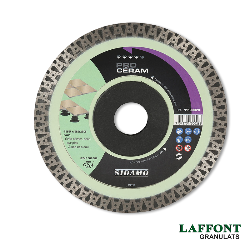 DISQUE DIAMANT PRO CERAM Ø 125 MM ALES. 22,23 MM HT 10 MM - SIDAMO