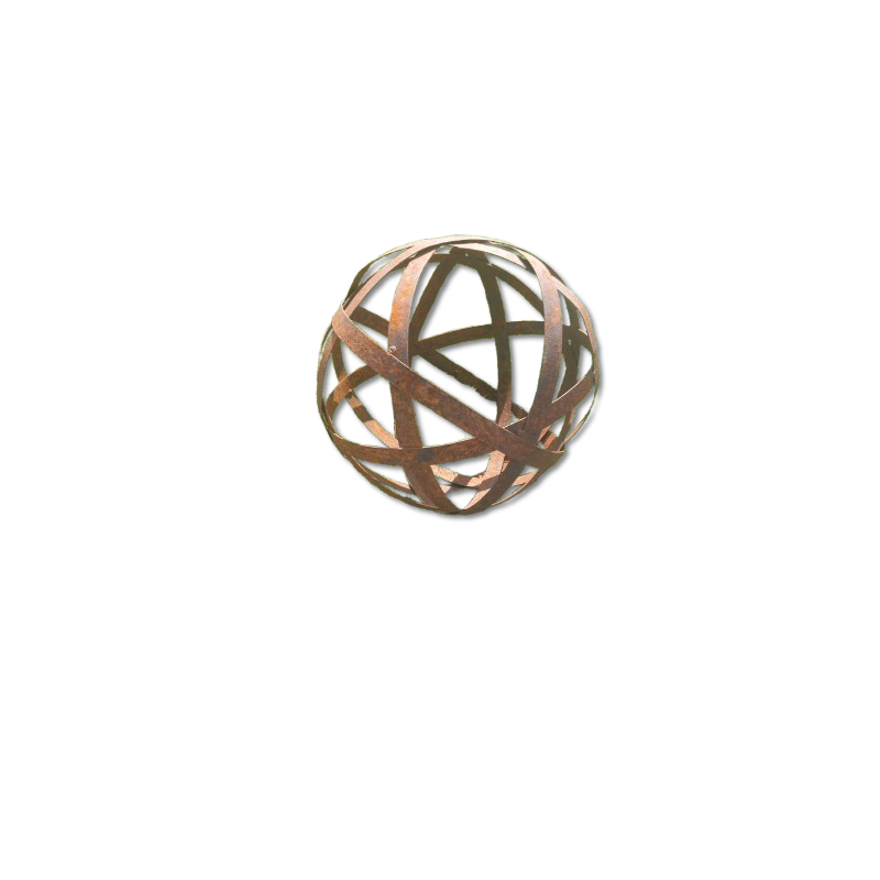 SPHERE CORTEN BANDE METAL ROUILLE Ø 20 CM