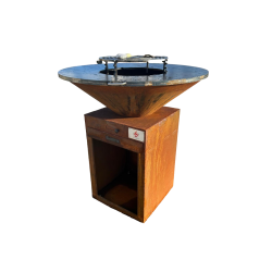 BRASERO CORTEN Ø 85 CM / SOCLE 50X50 CM HT 75 CM - LA BREZZ