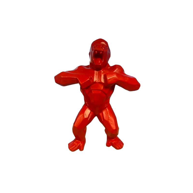 GORILLE 80 CM PIERRE RECONSTITUEE - ROUGE