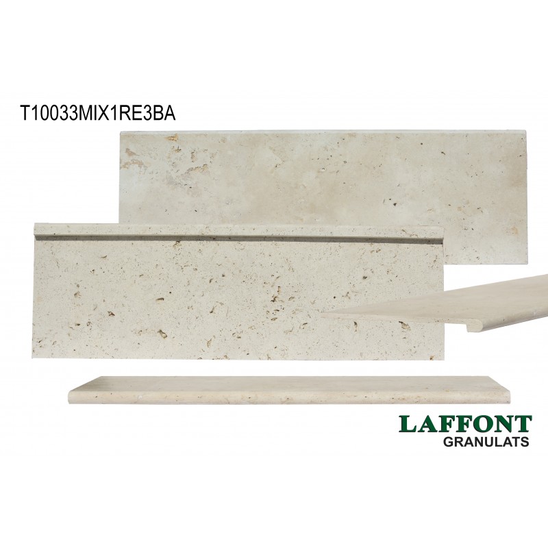 MARGELLE TRAVERTIN BEIGE BA 100X33X1,2 CM RETOMBEE 3 CM - MIX 1