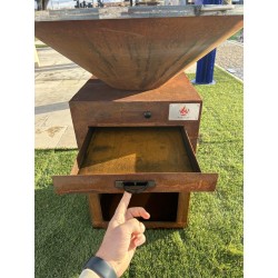 BRASERO CORTEN Ø 85 CM / SOCLE 50X50 CM HT. 75 CM - LA BREZZ