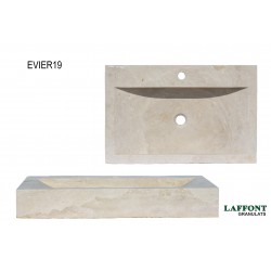 EVIER TRAVERTIN BEIGE 70X40 CM  HT 10 CM - LIGHT