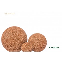 TRIO SPHERES RESINE Ø 15/25/50 CM GRAVIER MARBRE ROUGE CORAIL