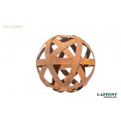 SPHERE CORTEN BANDE METAL ROUILLE Ø 40 CM