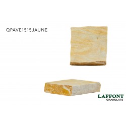 PAVE QUARTZITE 15X15 CM EP 25/40 MM - JAUNE - ( 40 PCS AU M² )