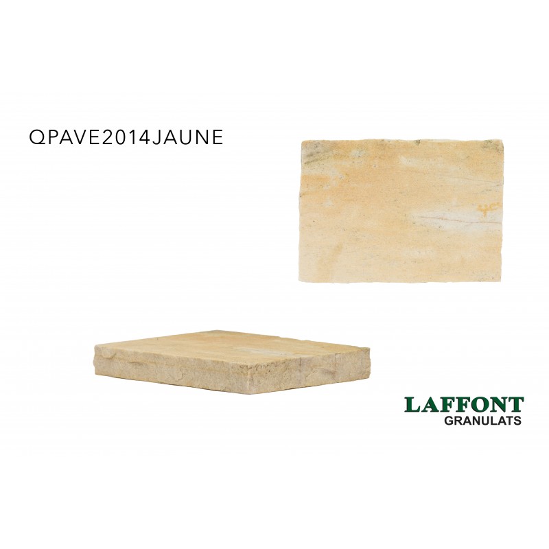 PAVE QUARTZITE 20X14 CM EP 25/40 MM - JAUNE - (35 PCS AU M²) PAVE QUARTZITE 20X14 CM EP 25/40 MM - JAUNE - (35 PCS AU M²)