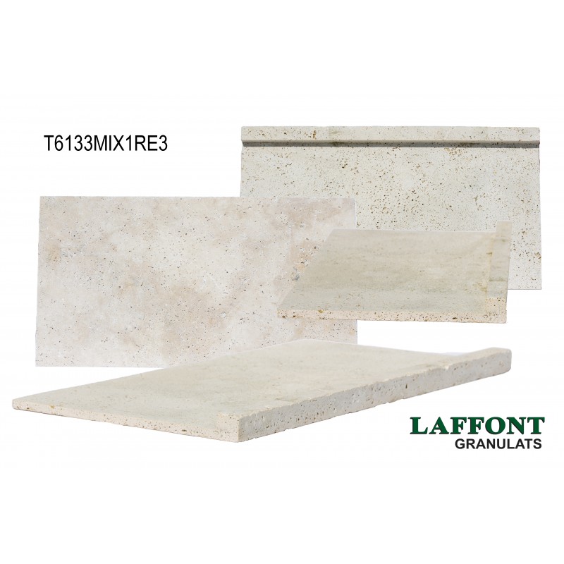 MARGELLE TRAVERTIN BEIGE BD 61X33X1,2 CM RETOMBEE 3 CM - MIX 1 MARGELLE TRAVERTIN BEIGE BD 61X33X1,2 CM RETOMBEE 3 CM - MIX 1