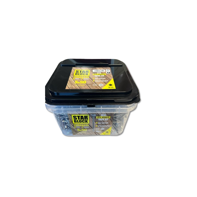 VIS TERRASSE INOX A2 5X50 - SEAU 1000 PCS VIS TERRASSE INOX A2 5X50 - SEAU 1000 PCS