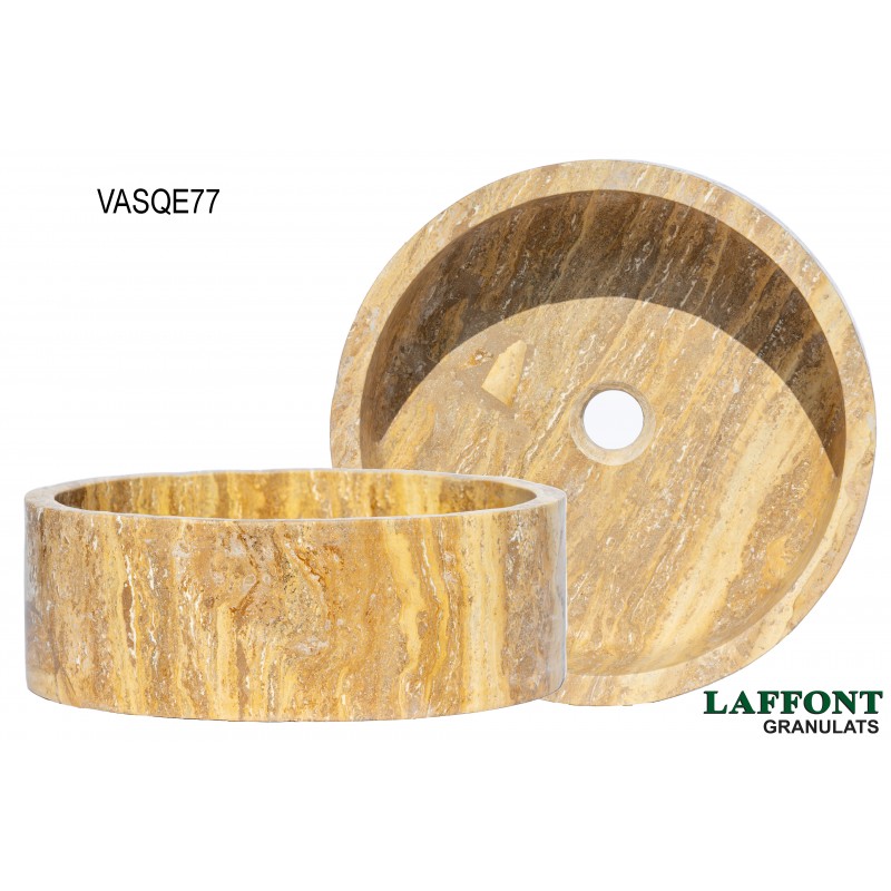 VASQUE RONDE DROITE TRAVERTIN SCABOS Ø 45 CM VASQUE RONDE DROITE TRAVERTIN SCABOS Ø 45 CM