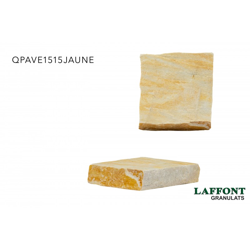 PAVE QUARTZITE 15X15 CM EP 25/40 MM - JAUNE - (40 PCS AU M²)