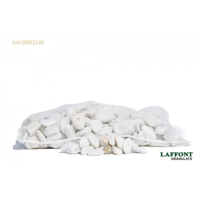 GALETS MARBRE BLANC 25/40 - SAC 20 KG GALETS MARBRE BLANC 25/40 - SAC 20 KG