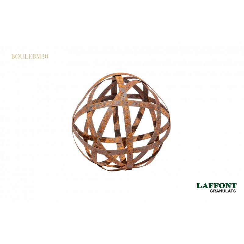 SPHERE CORTEN BANDE METAL ROUILLE Ø 30 CM
