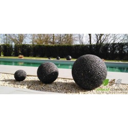 TRIO BOULES RESINE Ø 15 / 25 / 35 CM - NOIR