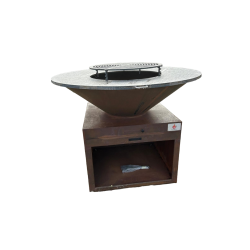 BRASERO CORTEN Ø 120 CM / SOCLE 50X50 CM HT 75 CM - LA BREZZ